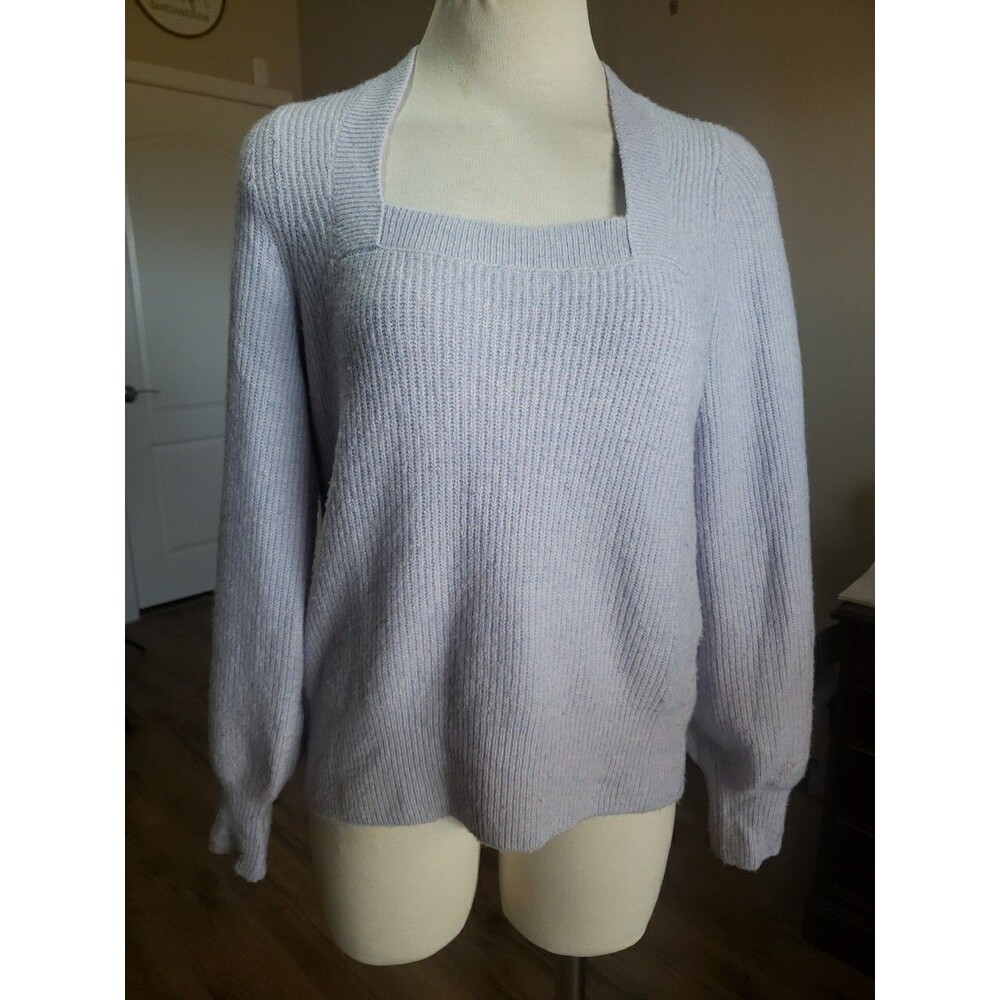 Madewell Sweater Melwood  Squareneck Women's Size S Blue Classic Knit Pullover